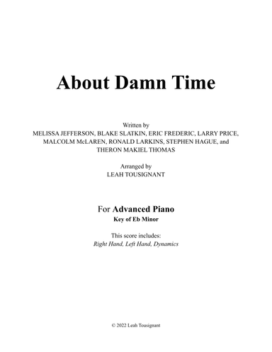 About Damn Time (arr. Leah Tousignant)