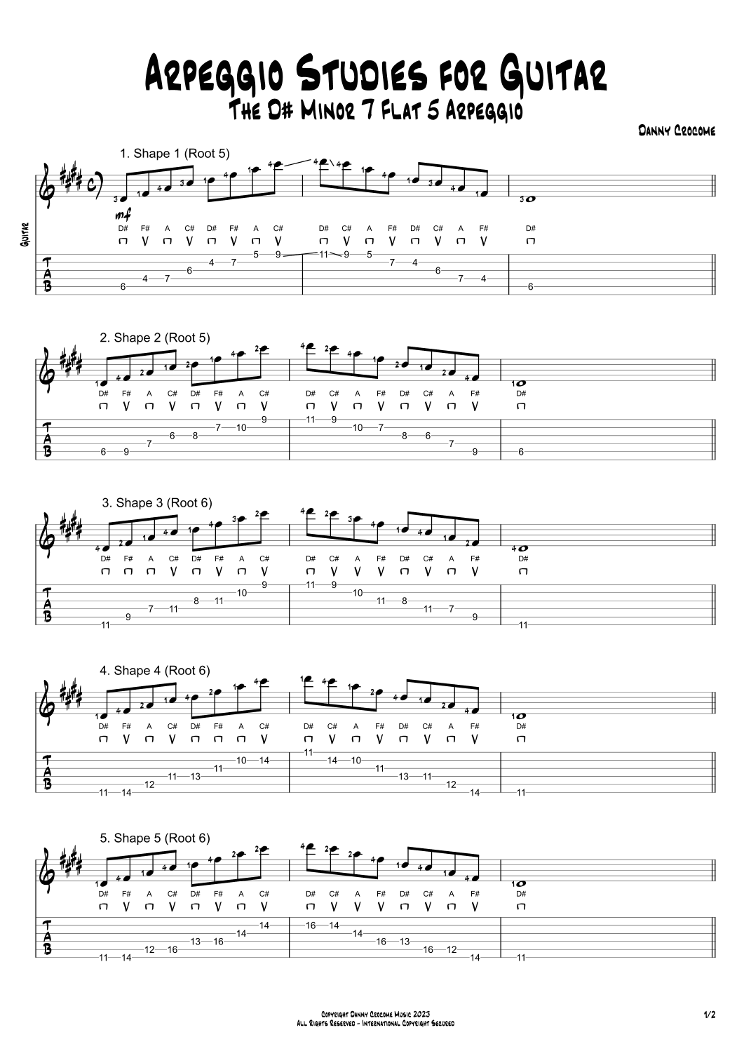 Arpeggio Studies for Guitar - The D# Minor 7 Flat 5 Arpeggio
