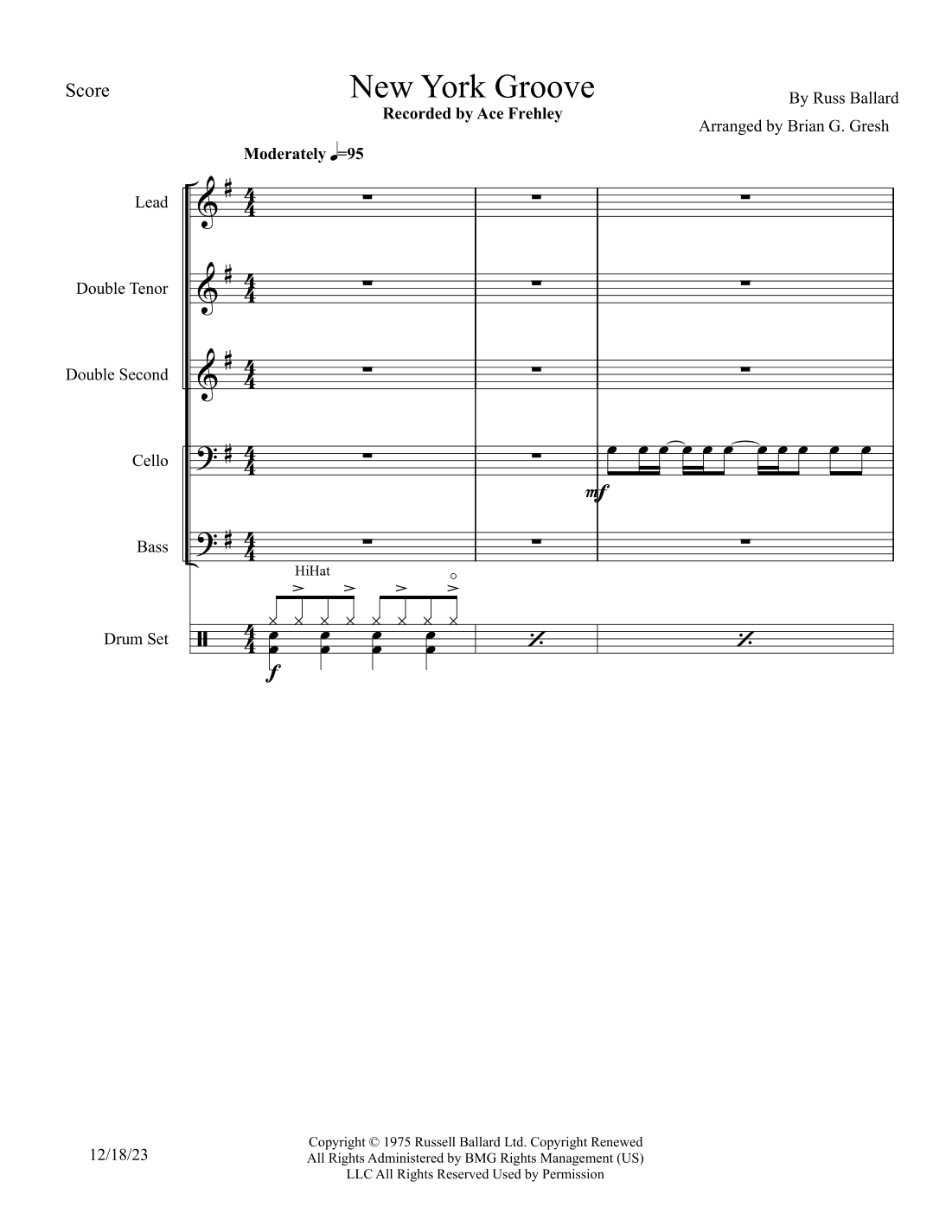New York Groove (arr. Brian Gresh)