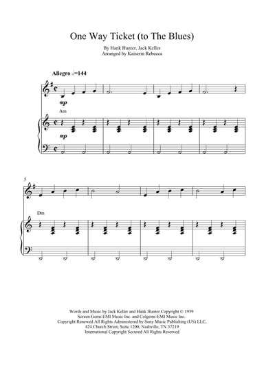 One Way Ticket (to The Blues) (arr. Kaiserin Rebecca)