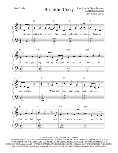 Beautiful Crazy (arr. Jocelin Van Es)