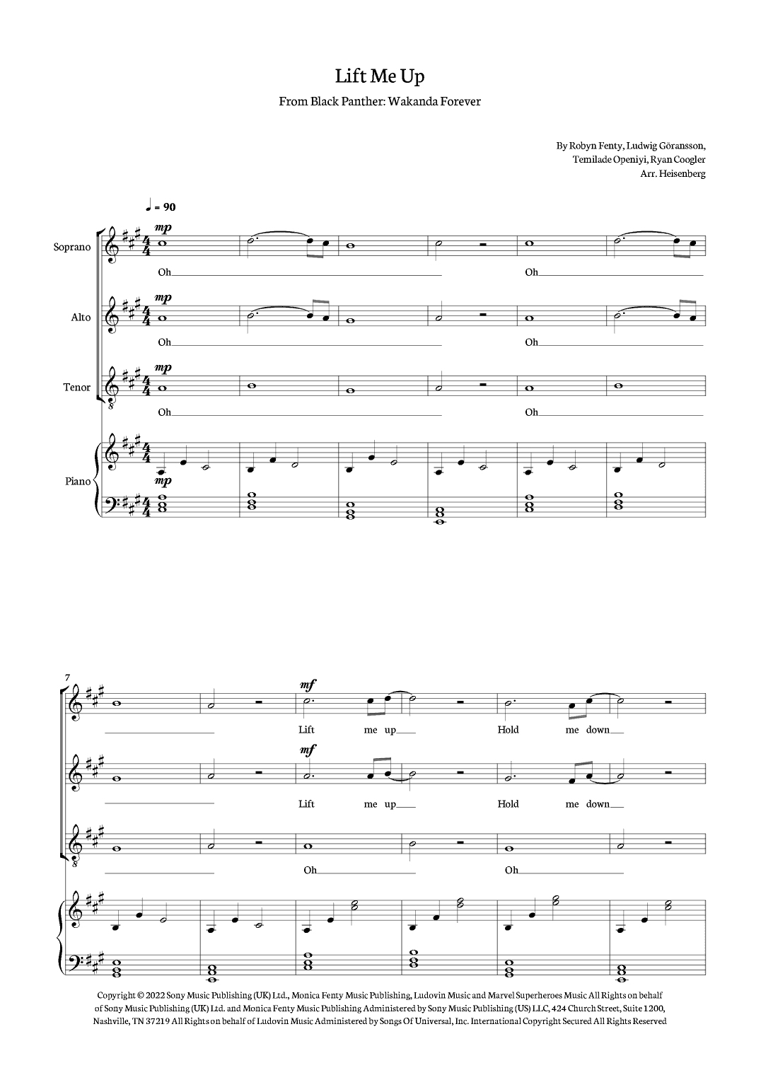 Lift Me Up (arr. Heisenberg)