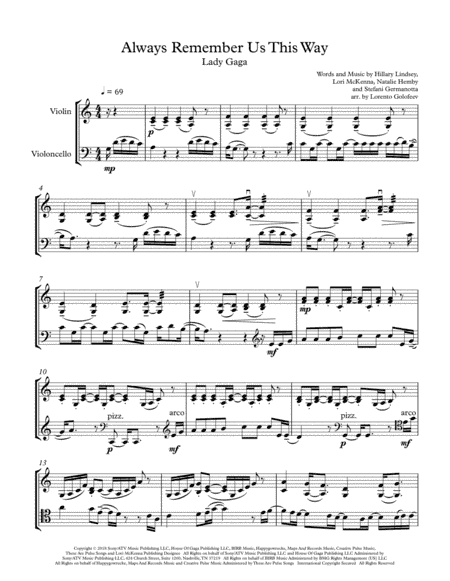 Always Remember Us This Way (arr. Lorento Golofeev)