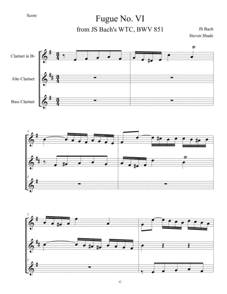 Bach - Fugue No. 6 in D minor, BWV 851 (arr. Steve Shade)