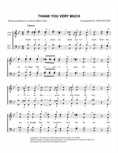Thank You Very Much (arr. Tom Gentry)