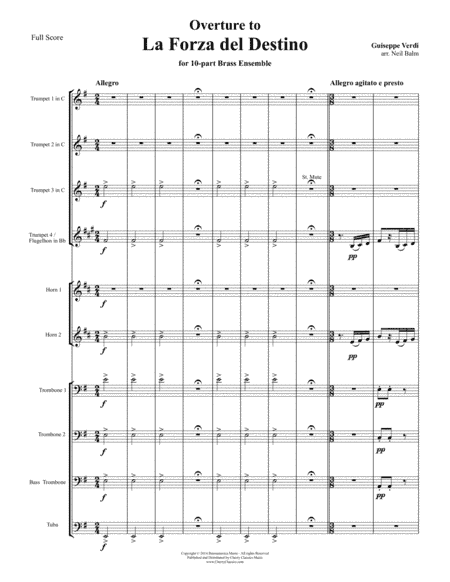La Forza del Destino Overture for 10-part Brass Ensemble (arr. Balm, Neil)