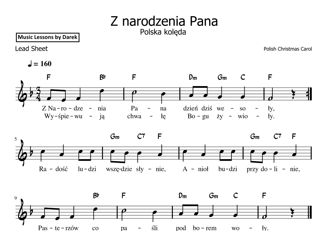 Z narodzenia Pana (Polish Christmas Carol) [Lead Sheet] (arr. Darek)