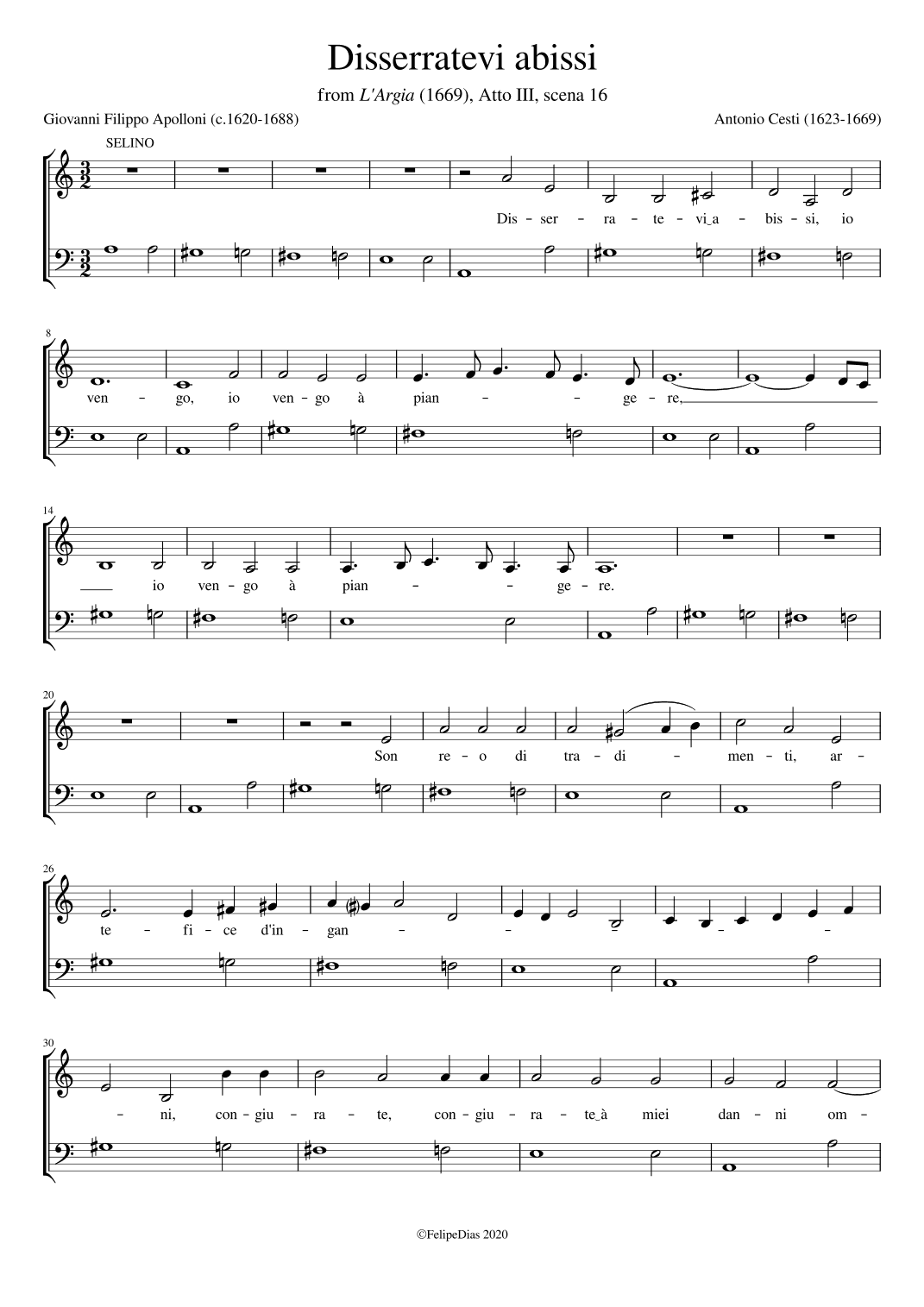 Disserratevi abissi (A minor) (arr. Early Music Scores)