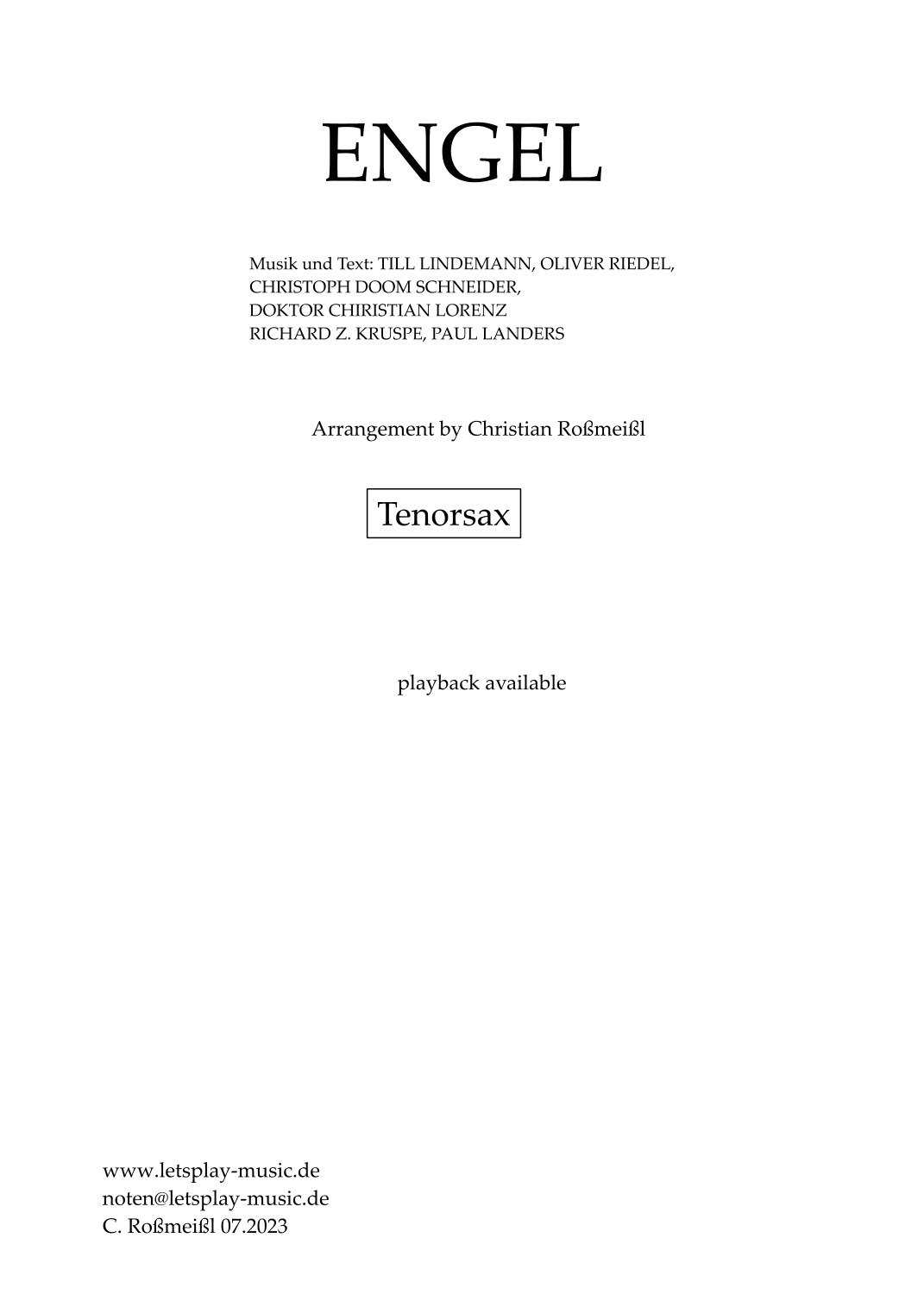 Engel (arr. Christian Roßmeißl)