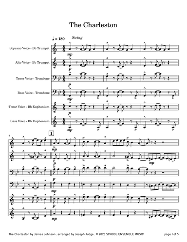 The Charleston by Johnson for Brass Quartet in Schools (arr. Joseph Judge)