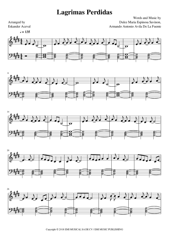 Lagrimas Perdidas (arr. Eskander Aceval)
