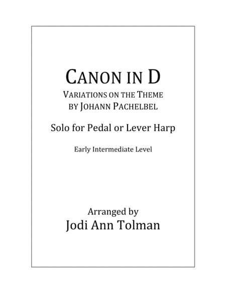 Canon in D, Harp Solo (arr. Jodi Ann Tolman)