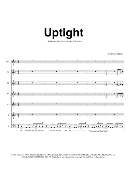 Uptight (everything's Alright) (arr. Bryan Sharpe)