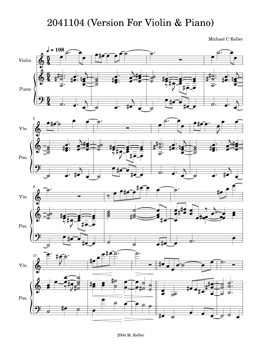 2041104 (Version For Violin & Piano)