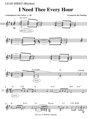 I Need Thee Every Hour (Lead Sheet) (arr. Ric Flauding)
