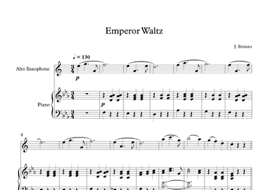 Emperor Waltz - Johann Strauss Jr. (Alto Sax + Piano) (arr. Digital Book Music)