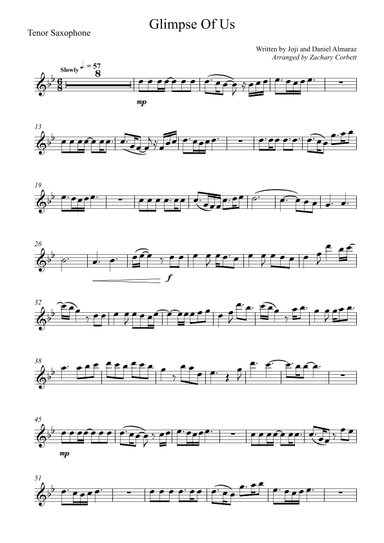 Glimpse Of Us (arr. Zachary Corbett)