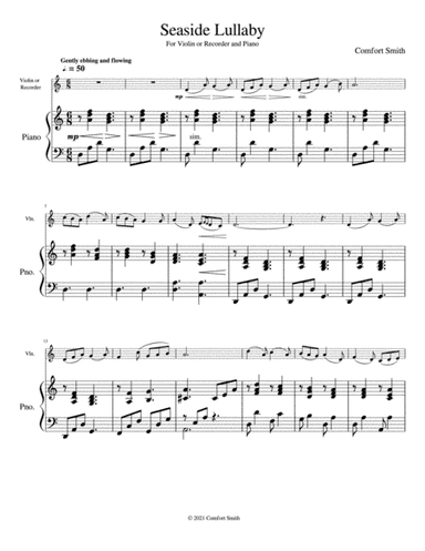 Seaside Lullaby - for Violin or Recorder and Piano