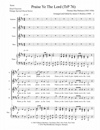Praise Ye The Lord (TrP 76) (arr. James F. Rickley)