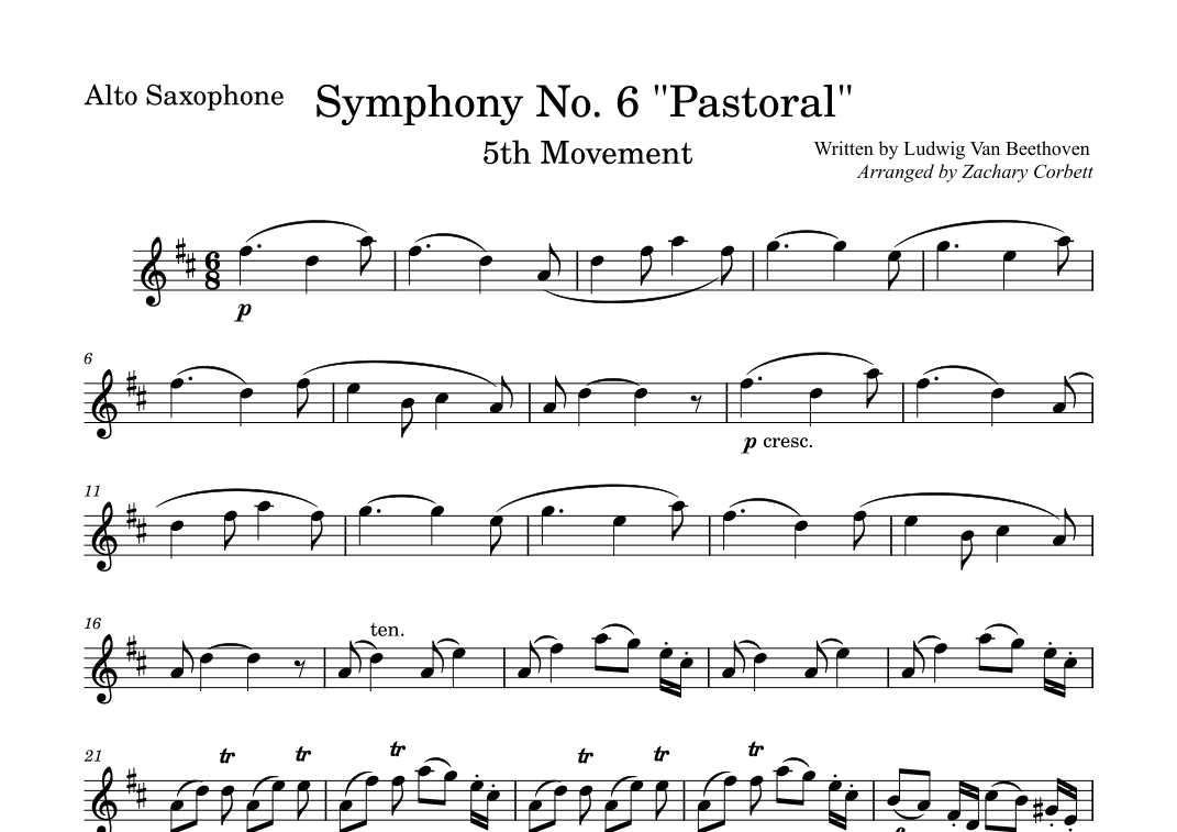 Symphony No. 6 5th Movement (arr. Zachary Corbett)