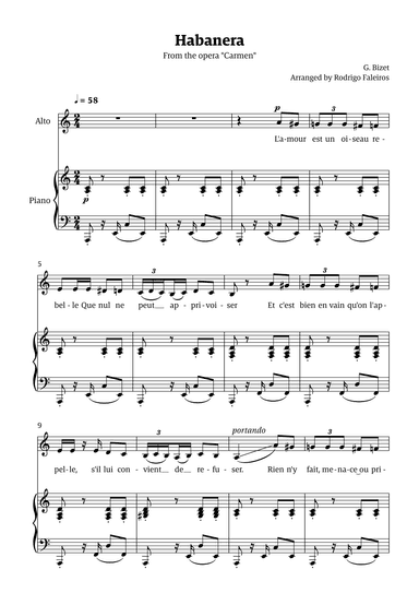 Habanera (for alto - A minor/major) (arr. Rodrigo Faleiros)