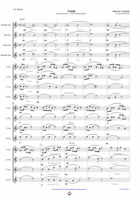 Largo (Dvorák -  New World Symphony) (arr. Josef STASTNY)