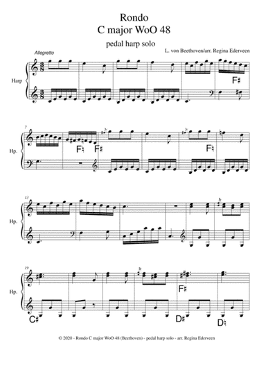Rondo C major WoO 48 (Beethoven) - pedal harp solo