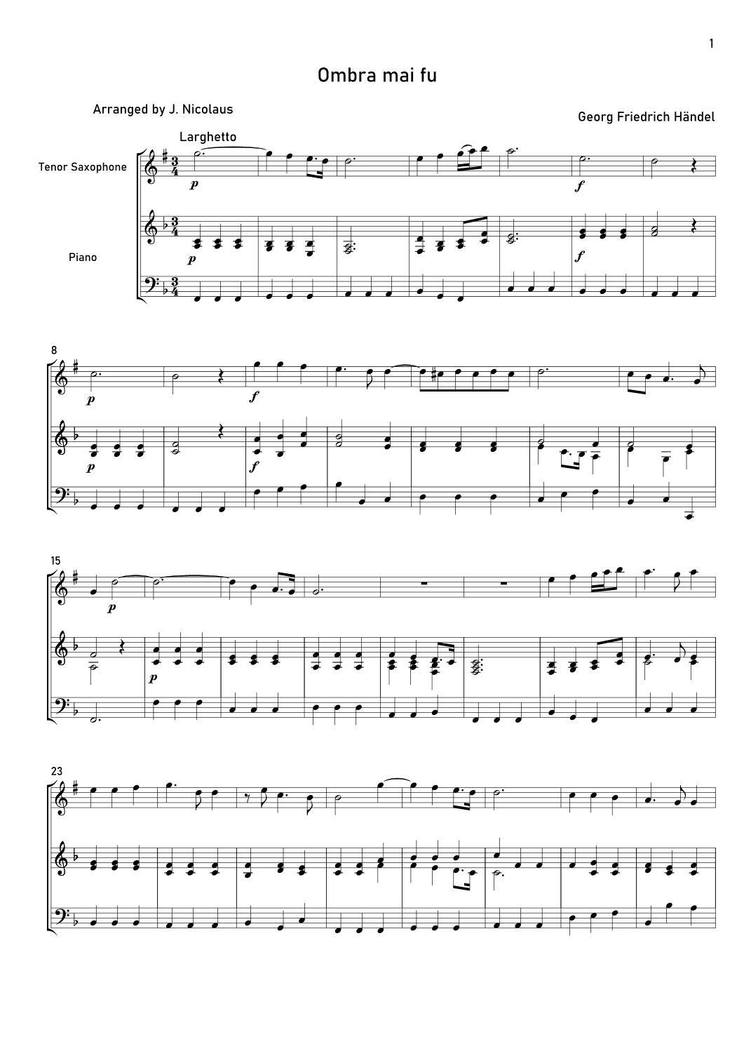 Ombra mai fu (arr. John Nicolaus)