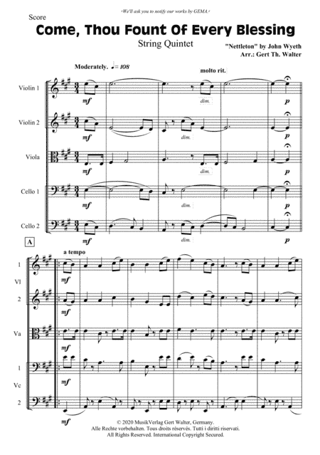 Come, Thou Fount Of Every Blessing (arr. Gert Th. Walter)
