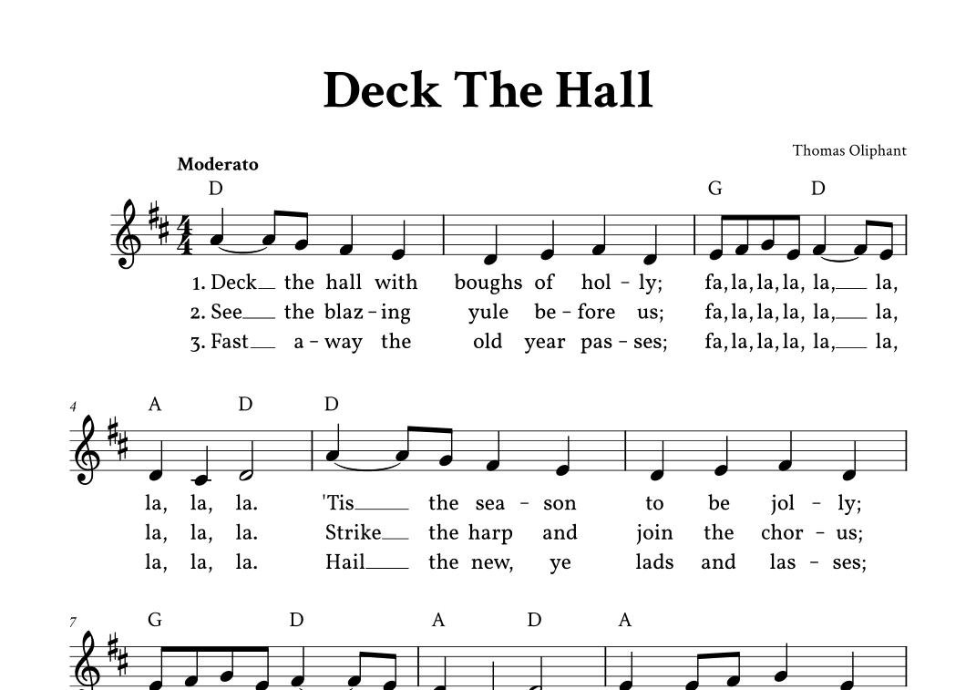 Deck The Hall - Lead Sheet (D Major) (arr. Yuri Noronha)