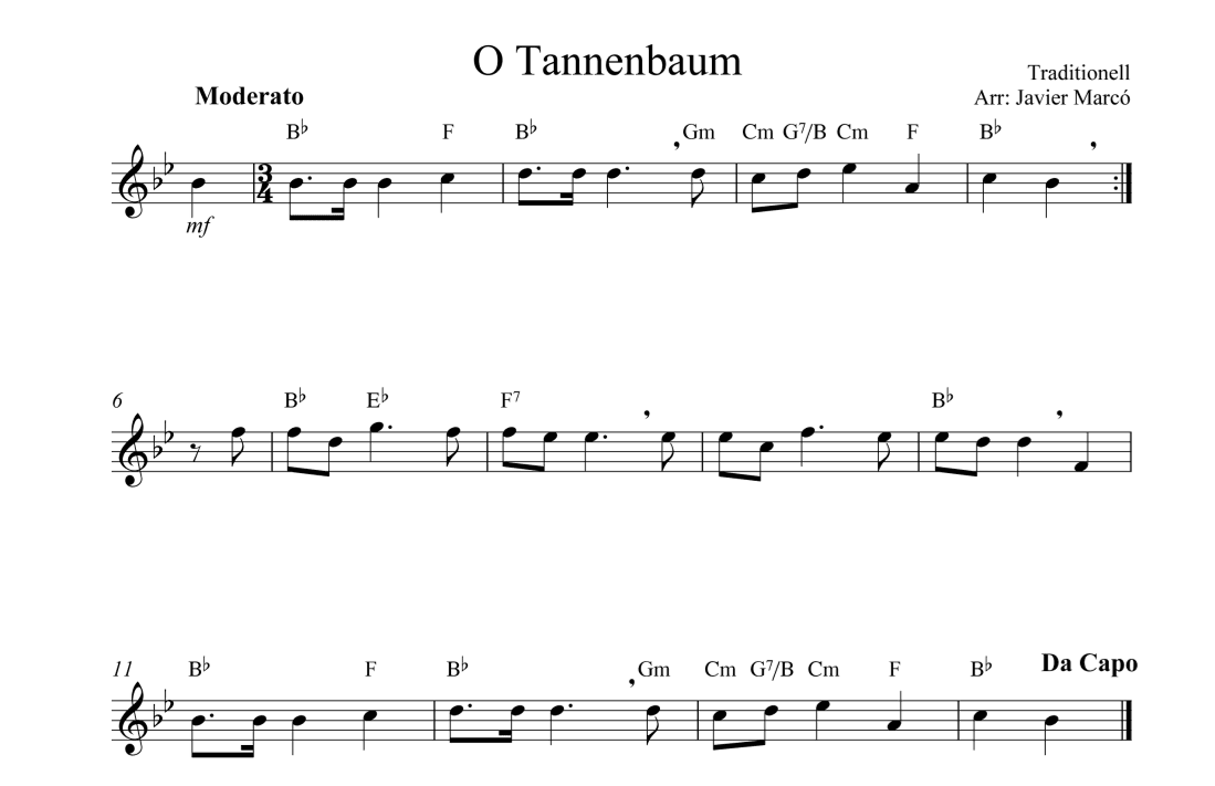 Christmas Carols for Alto Recorder: O Tannenbaum (arr. Javier Marcó)