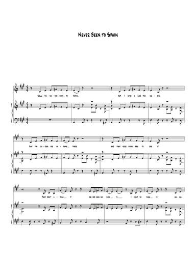 Never Been To Spain (arr. Biegler)