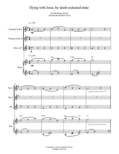 Dying with Jesus, by death reckoned mine (arr. Matthew pyeon)
