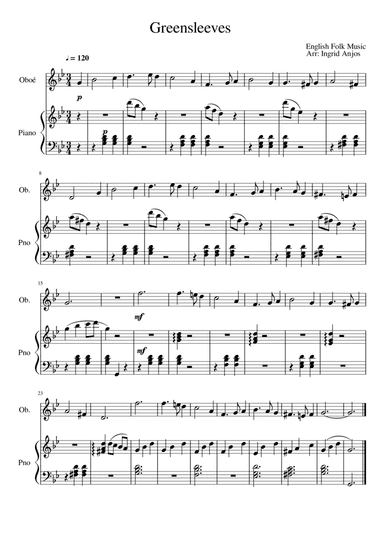 Greensleeves (arr. Ingrid Anjos)