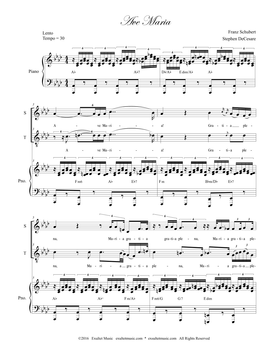 Ave Maria (Duet for Soprano and Tenor solo - (Medium Key) (arr. Stephen DeCesare)