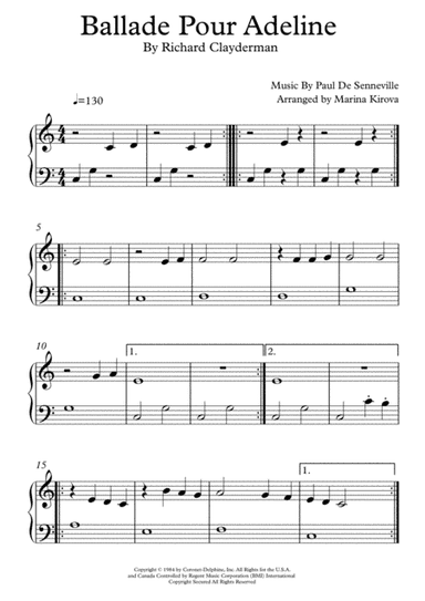 Ballade Pour Adeline (arr. Arranged by Marina Kirova)