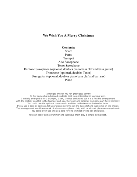 We Wish You a Merry Christmas (arr. Dana Usealman)