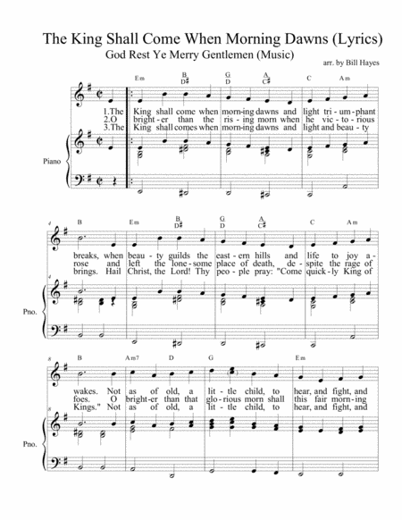 Advent lyrics set to Christmas melodies #3 of 4: The King Shall Come (lyrics) with God Rest Ye Merry (arr. Bill Hayes 2020)