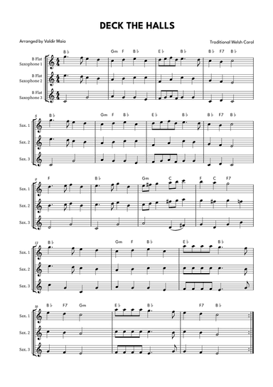 Deck The Halls - Tenor Sax Trio (arr. Valdir Maia)