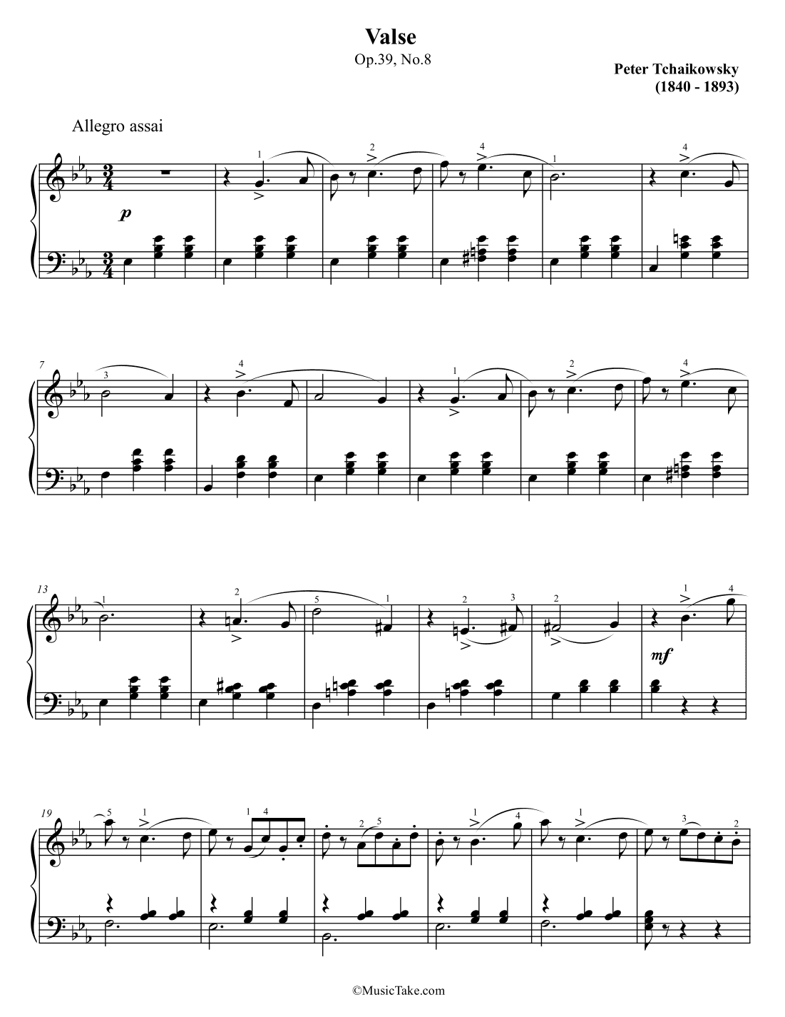 Tchaikovsky Waltz in E flat Major Op.39 No.8 (arr. Ben Choupak)