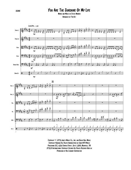 You Are The Sunshine Of My Life (arr. Tim Olt)