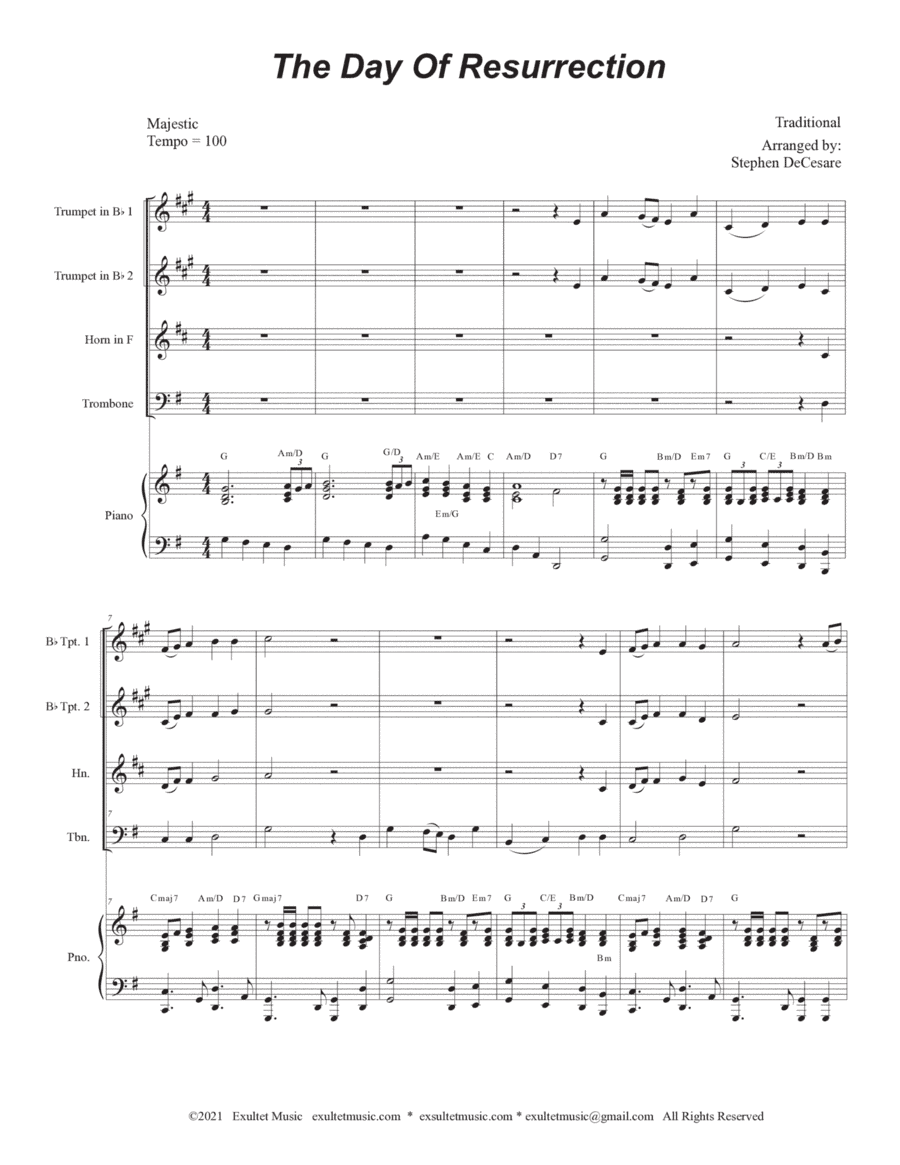 The Day Of Resurrection (Brass Quartet and Piano) (arr. Stephen DeCesare)