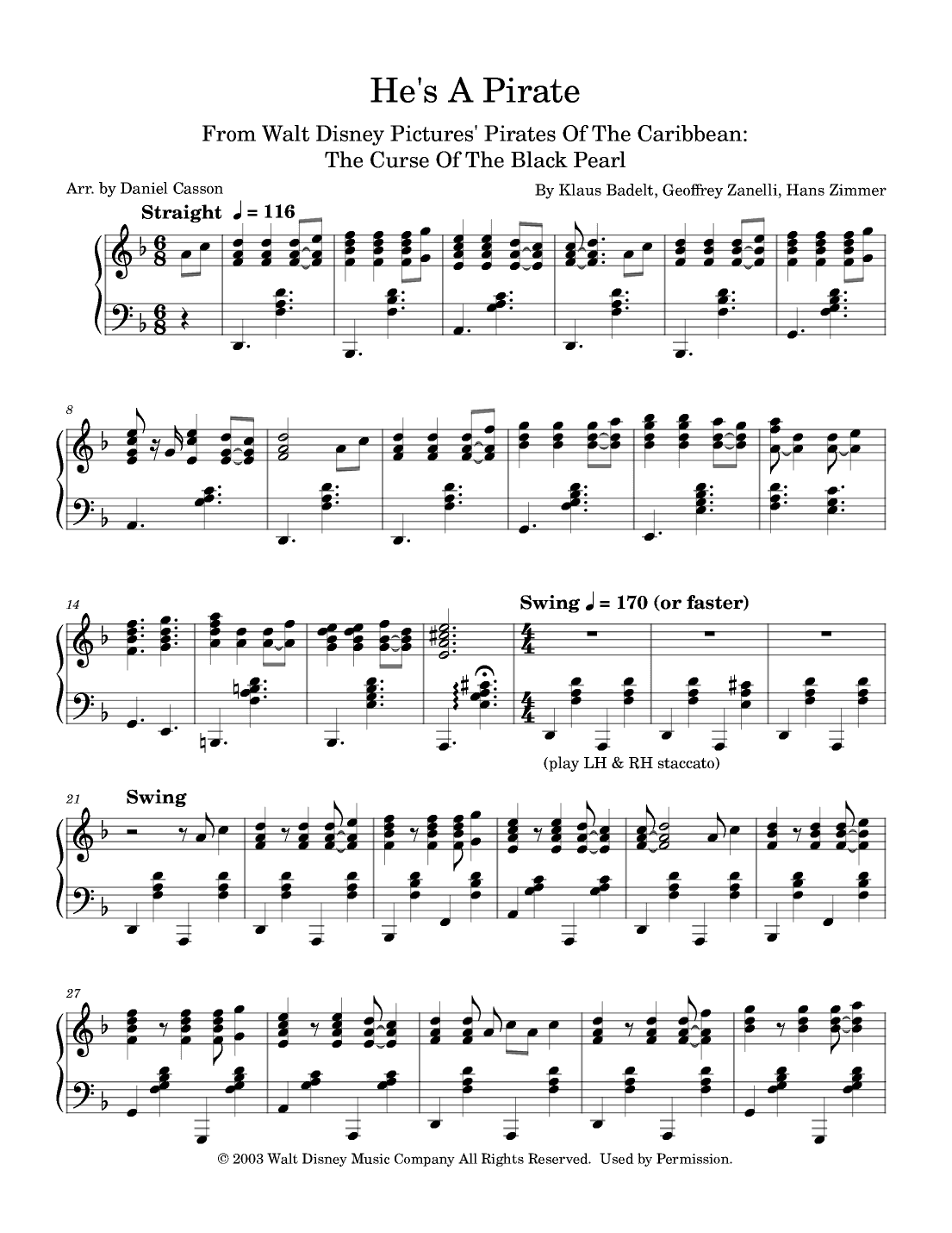 He's A Pirate (arr. Daniel Casson)