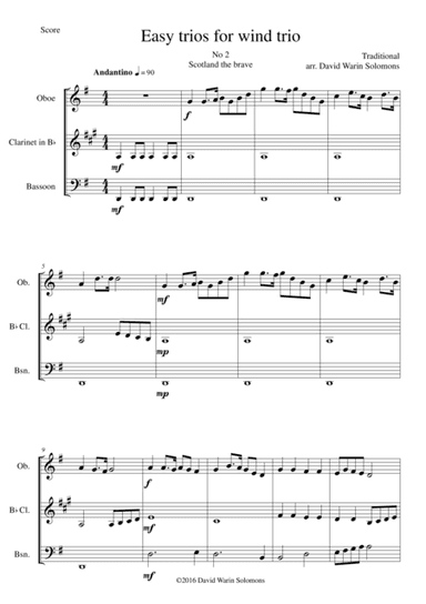 Scotland the brave for wind trio (oboe, clarinet, bassoon) (arr. David Warin Solomons)