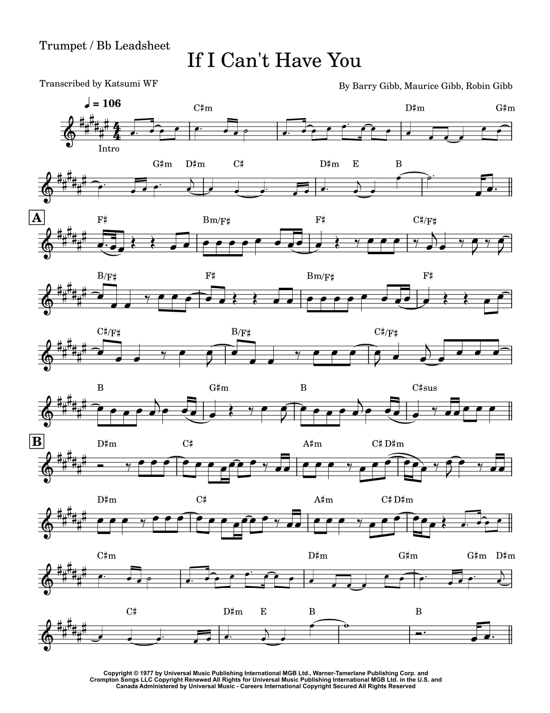 If I Can't Have You (arr. Katsumi WF)