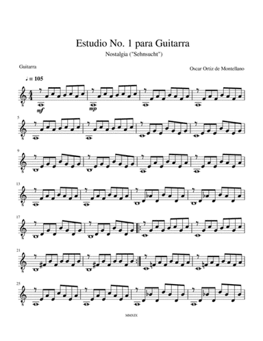 Estudio No. 1 para Guitarra "Nostalgia" ("Sehnsucht")