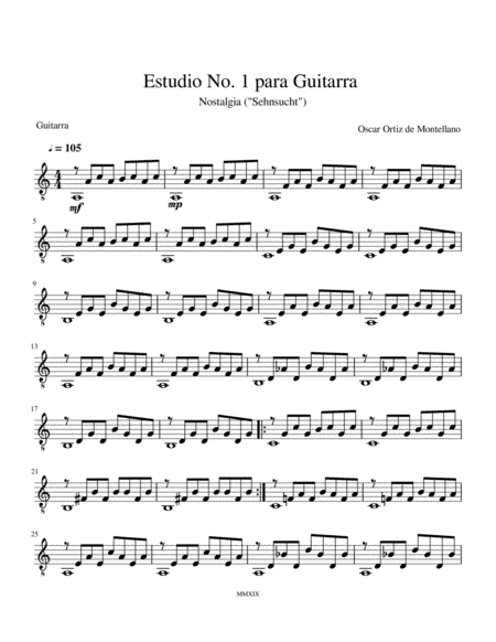 Estudio No. 1 para Guitarra "Nostalgia" ("Sehnsucht")