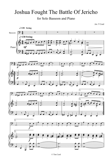Joshua Fought the Battle of Jericho for Solo Bassoon and Piano (arr. Tim Curd)