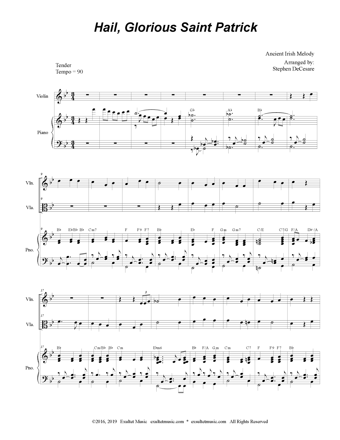 Hail, Glorious Saint Patrick (Duet for Violin and Viola - Alternate Version) (arr. Stephen DeCesare)