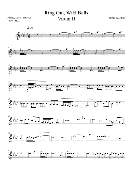 Ring out, wild bells - violin II part